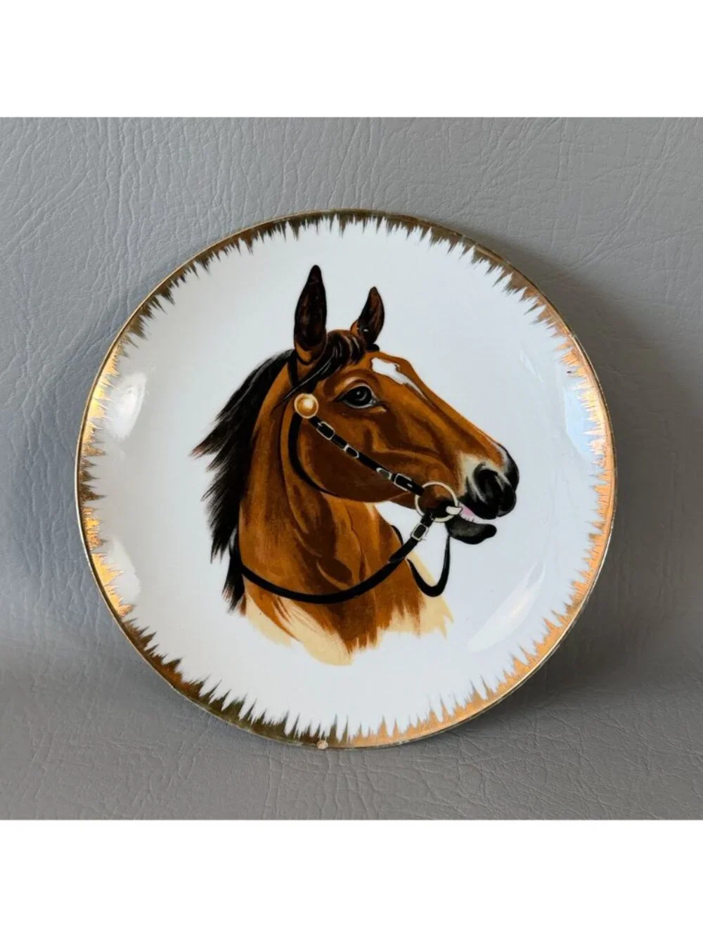 Vintage Horse Portrait Wall Plates Set of 5 Japan Equestrian Display 7.5